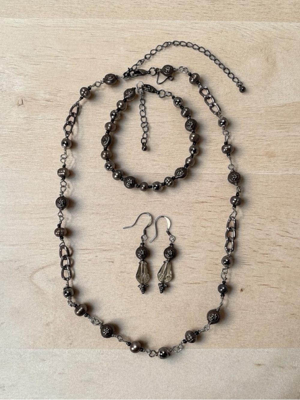 Elegant Black Beaded Jewelry Set